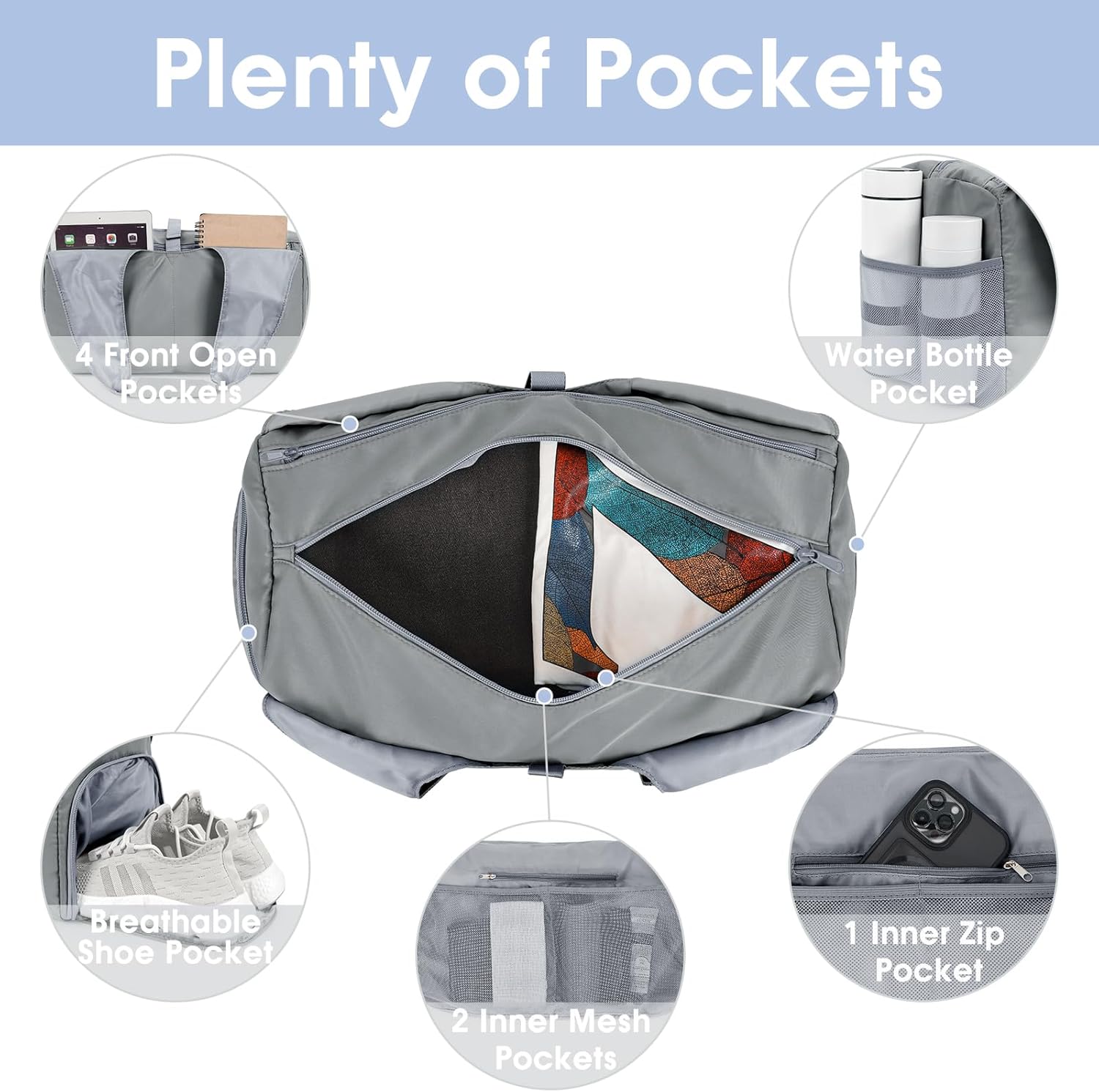 sportsnew Yoga Gym Bags for Women with Shoes Compartment & Wet Dry Storage Pockets & Adjustable Yoga Mat Holder, Patent Pending - Image 4