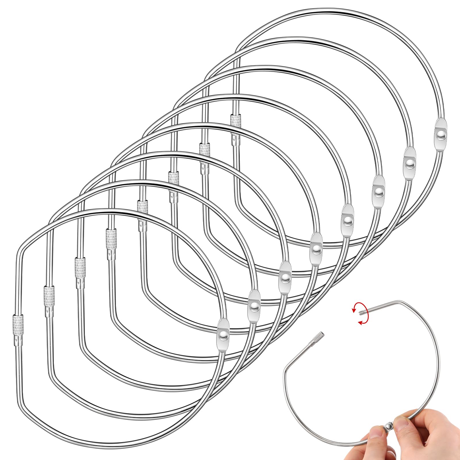 Dunzoom 8 Pcs 5 Inch Loose Leaf Binder Book Rings D-Shaped Binder Rings Large Nickel Plated Steel Book Keychain Key Washi Tape Organizer for Home Office Cards Receipts Photos Files DIY Craft Supplies — image 1