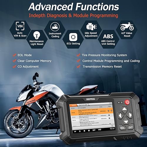 Miniatura 2 de OBDPROG Moto 100 - Herramienta de escaneo de diagnóstico de motocicleta para BMW Ducati KTM Triumph Yamaha Honda todos los sistemas motor de escáner