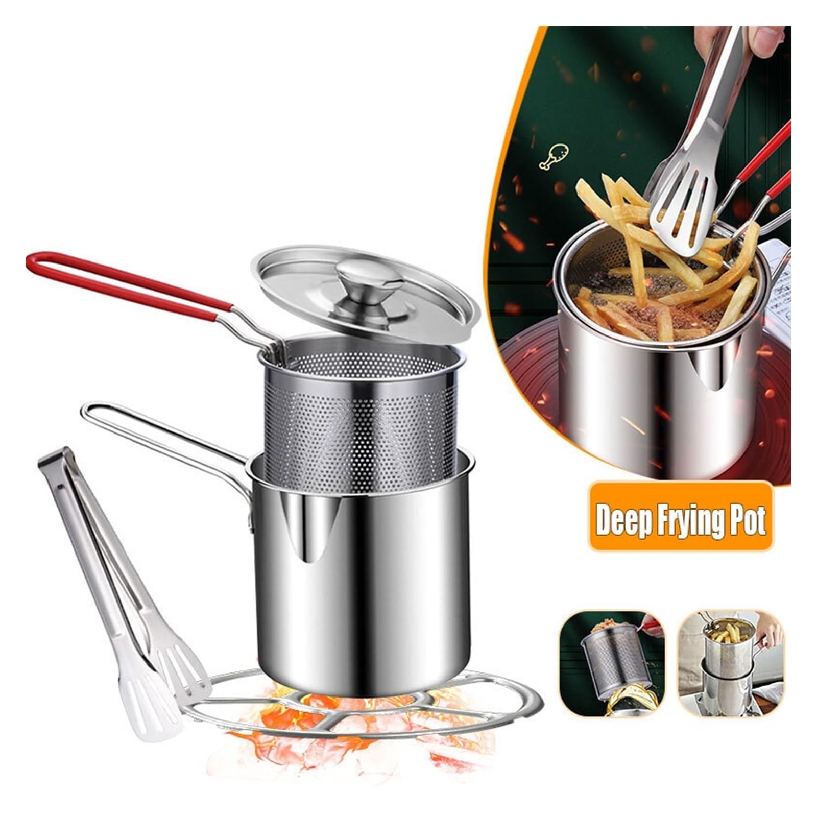 Garnek Do Głębokiej Frytownicy Ze Stali Nierdzewnej, Japońska Mała Patelnia Tempura Szybkie Nagrzewanie(Only Fryer Pot)