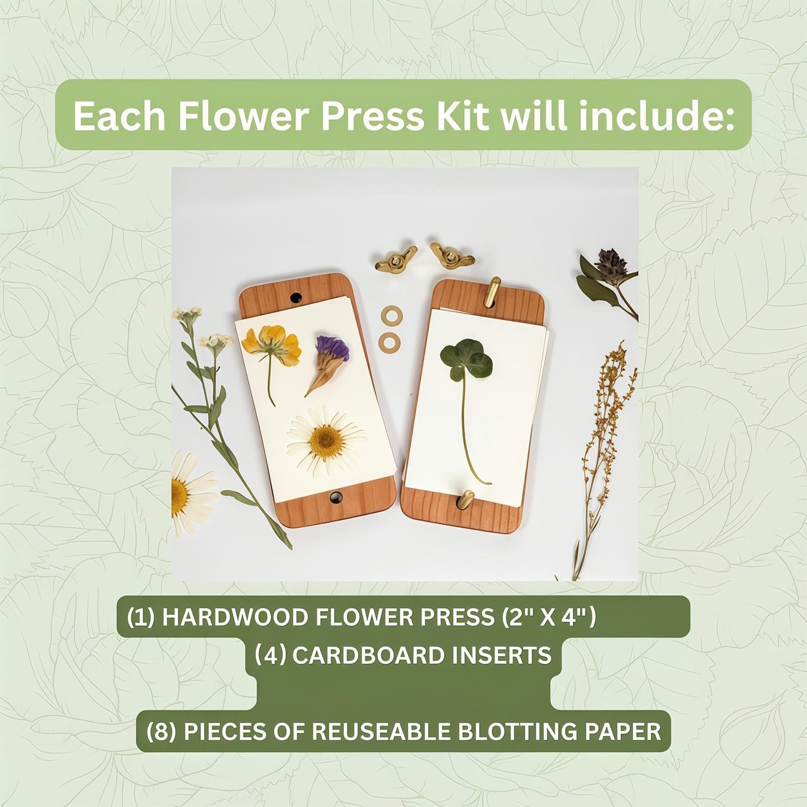 Mini Flower Press, Wooden Craft Kit, Compact 10 cm Portable Tool for Nature Lovers, Reutilizable Plant Pressing Set, DIY Jewelry Accessory, Home Classroom Art Hobby Inspiration