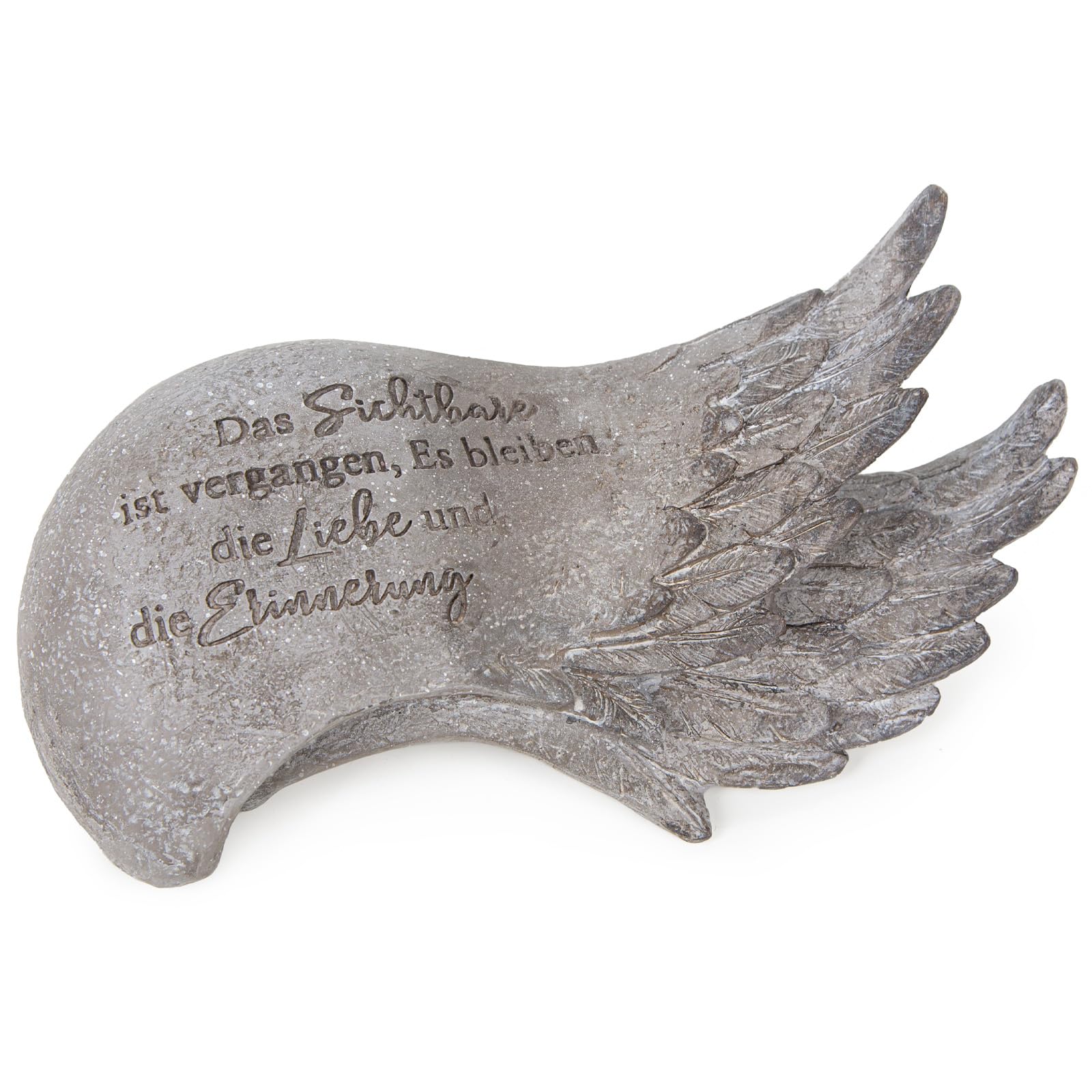 Grabdeko Engelsflügel mit Spruch: Grabschmuck Engel, Grabstein Wetterfest, Deko Grab, Friedhof & Urnengrab, Gedenkstein Figur, Grabdekoration Allerheiligen, Trauerstein, Andenken, 19,5 x 10,5 x 6,5 cm
