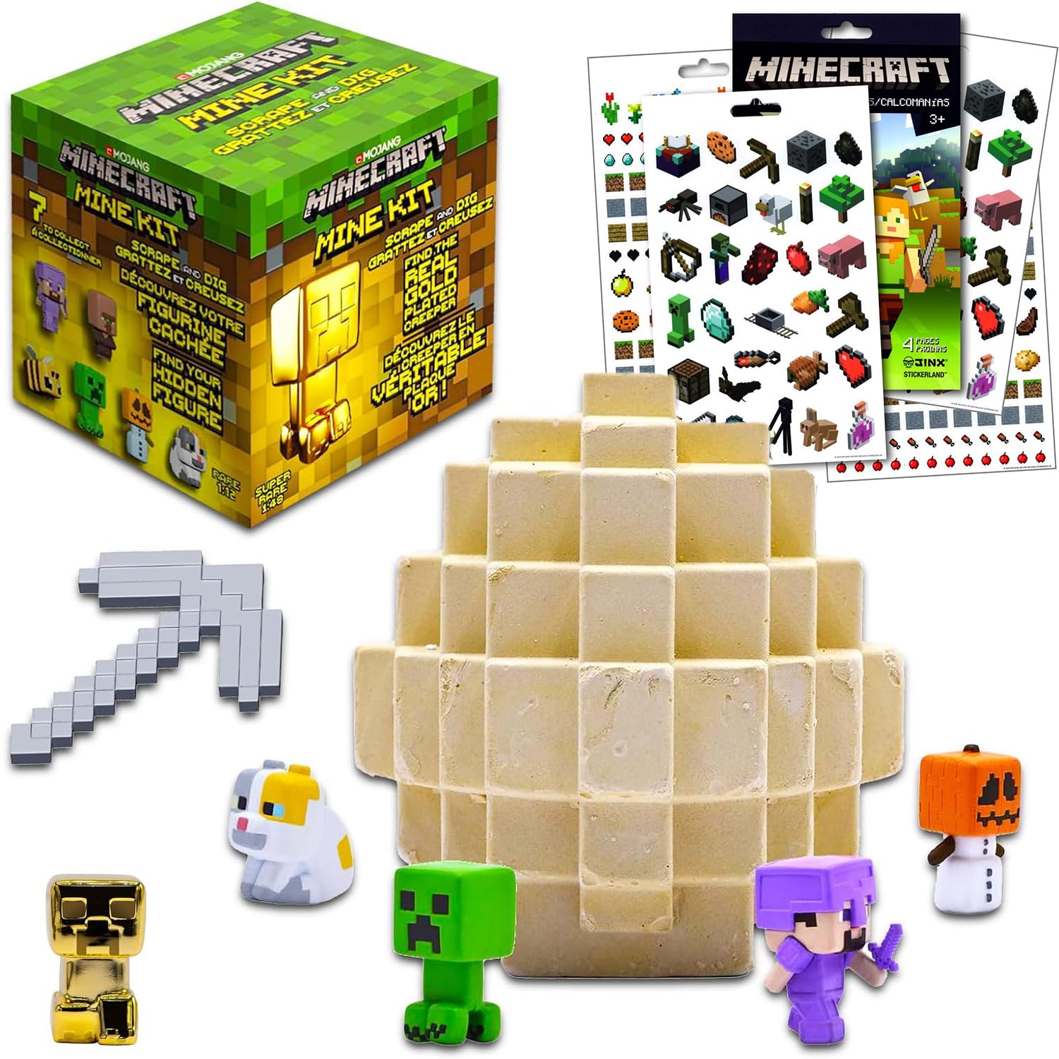 Minecraft Mine Kit Gold Creeper Dig It Toy Bundle Mine
