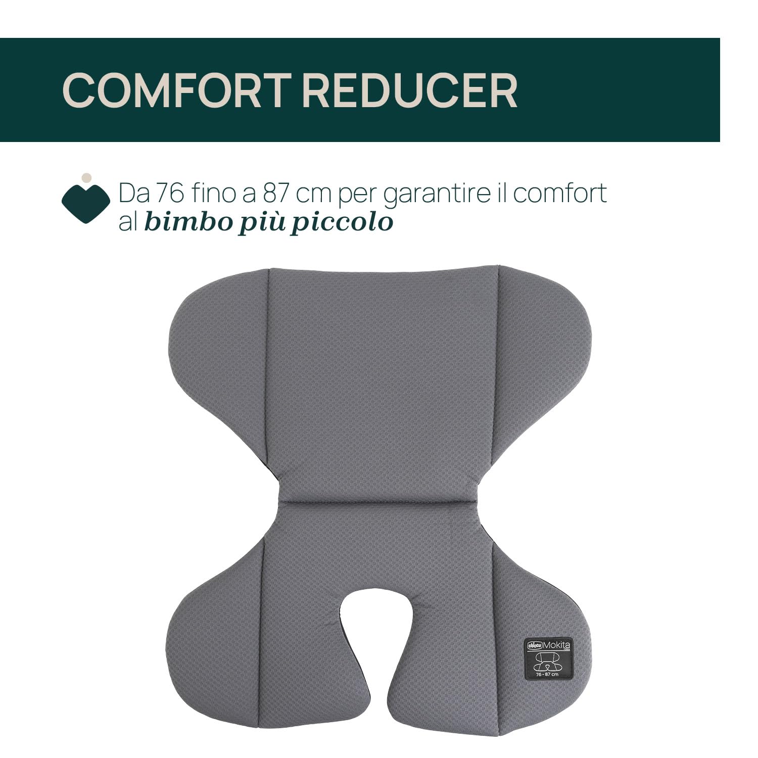 Chicco Seggiolino Auto Mokita I-Size, con sistema Isofix, per bambini di altezza compresa tra 76 e 150 cm, utilizzabile a partire dai 15 mesi, Riduttore incluso, Grigio