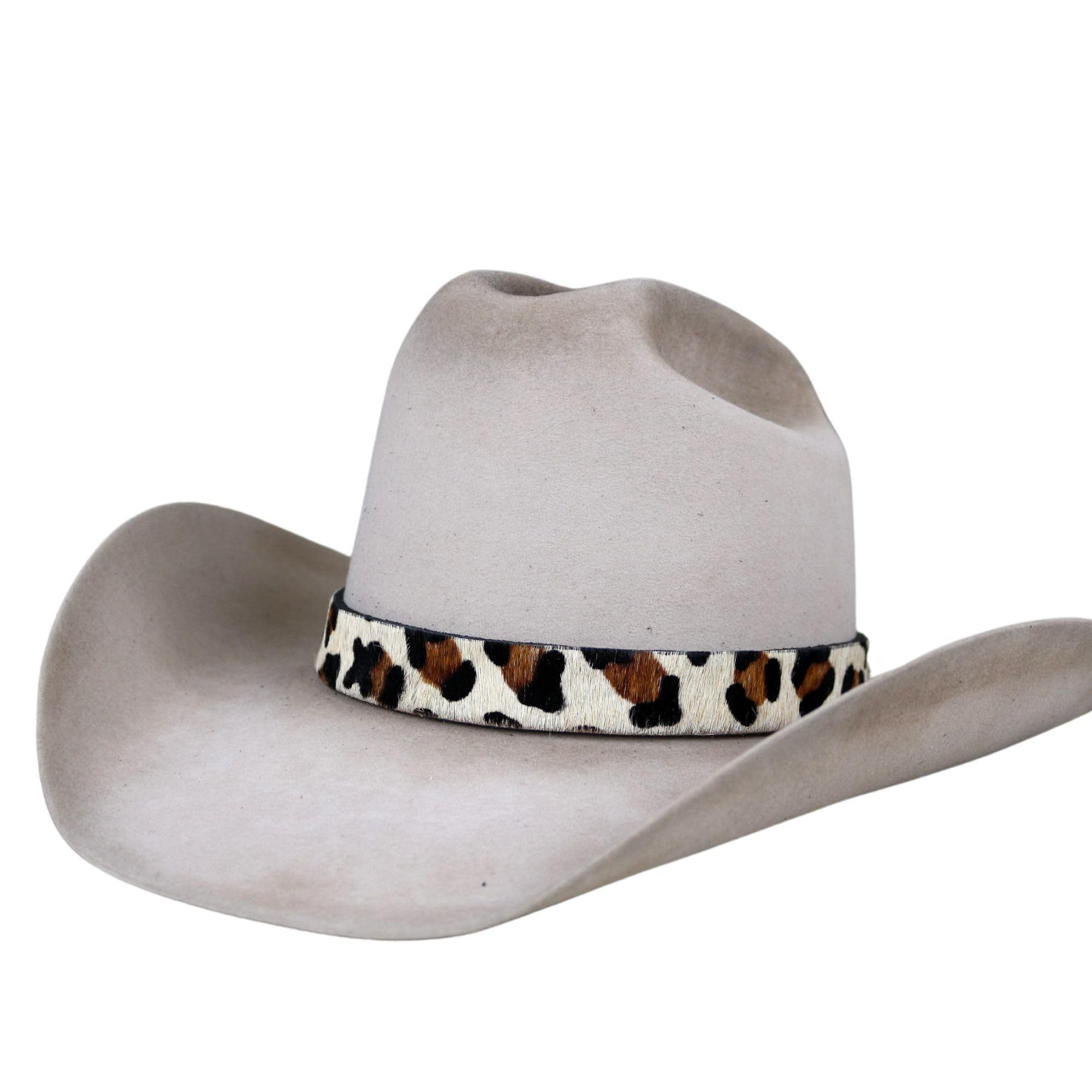 Leopard Print Cowhide Hat Band Genuine Leather Amelia Brown