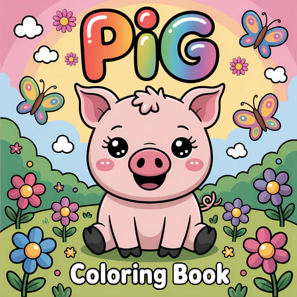 Pig Coloring Book: Beautiful Pig Bold and Easy Illustrations for Relaxation and Creativity