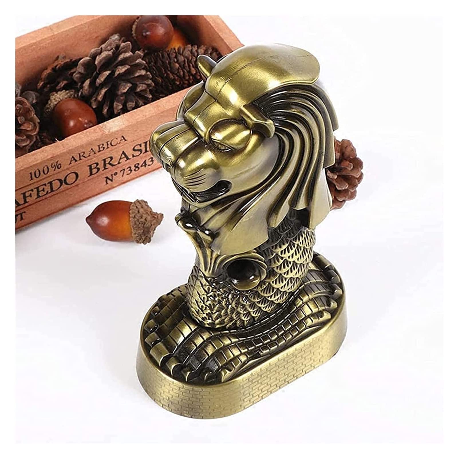 Amazon.co.jp: 彫刻の卓上像 レトロ マーライオン像 合金 ブロンズ