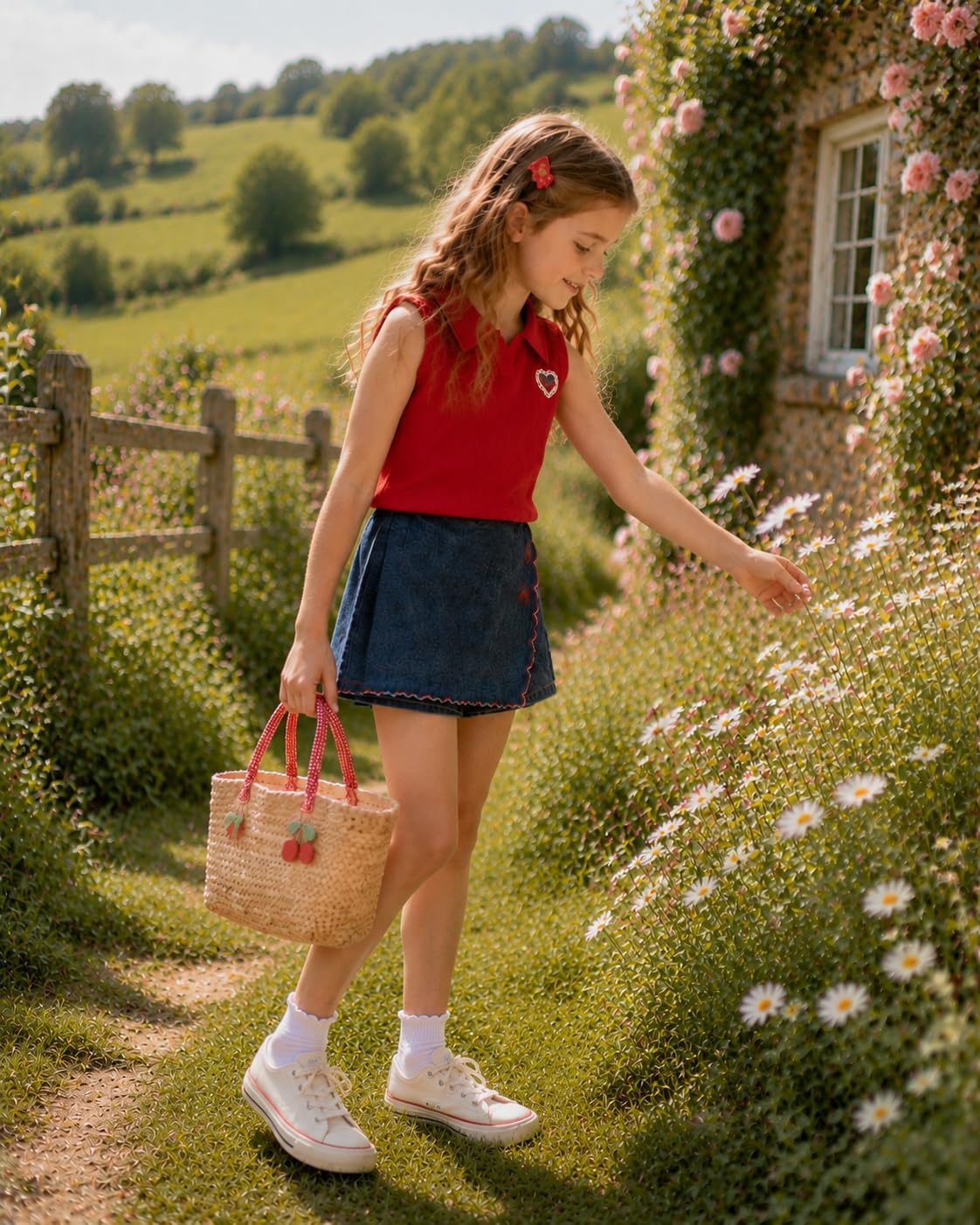 Cakaner Little Girls Clothes Sleeveless Polo Top & Denim Skort 2 Piece Summer Back to School Outfit Size 5-10