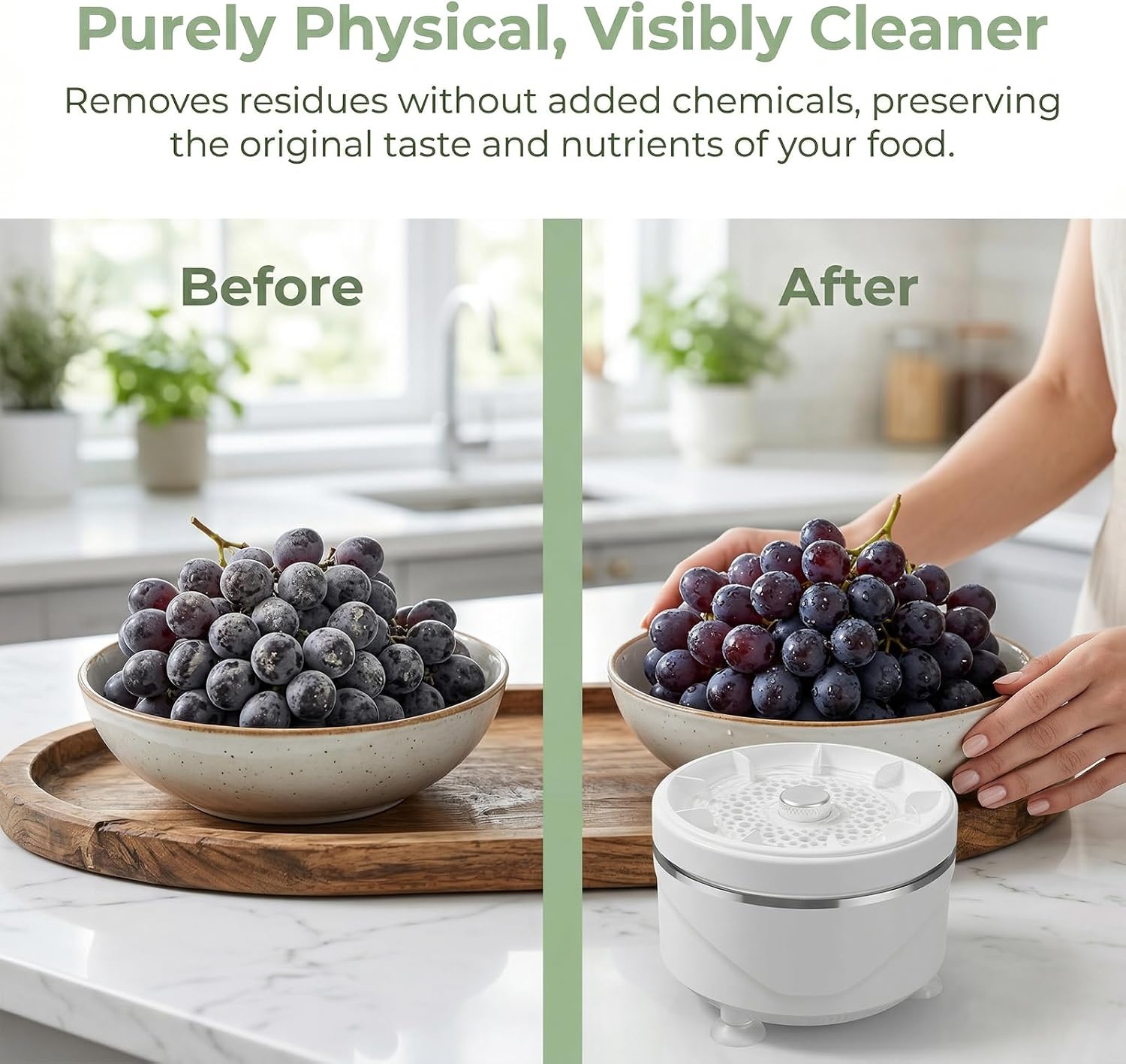 Fruit and Vegetable Washing Machine, Wireless Fruit Cleaner Device with Titanium Electrolysis, IPX7 Waterproof Portable Produce Cleaner Purifier for Veggies Fruits Meat Seafood Kitchen (White)
