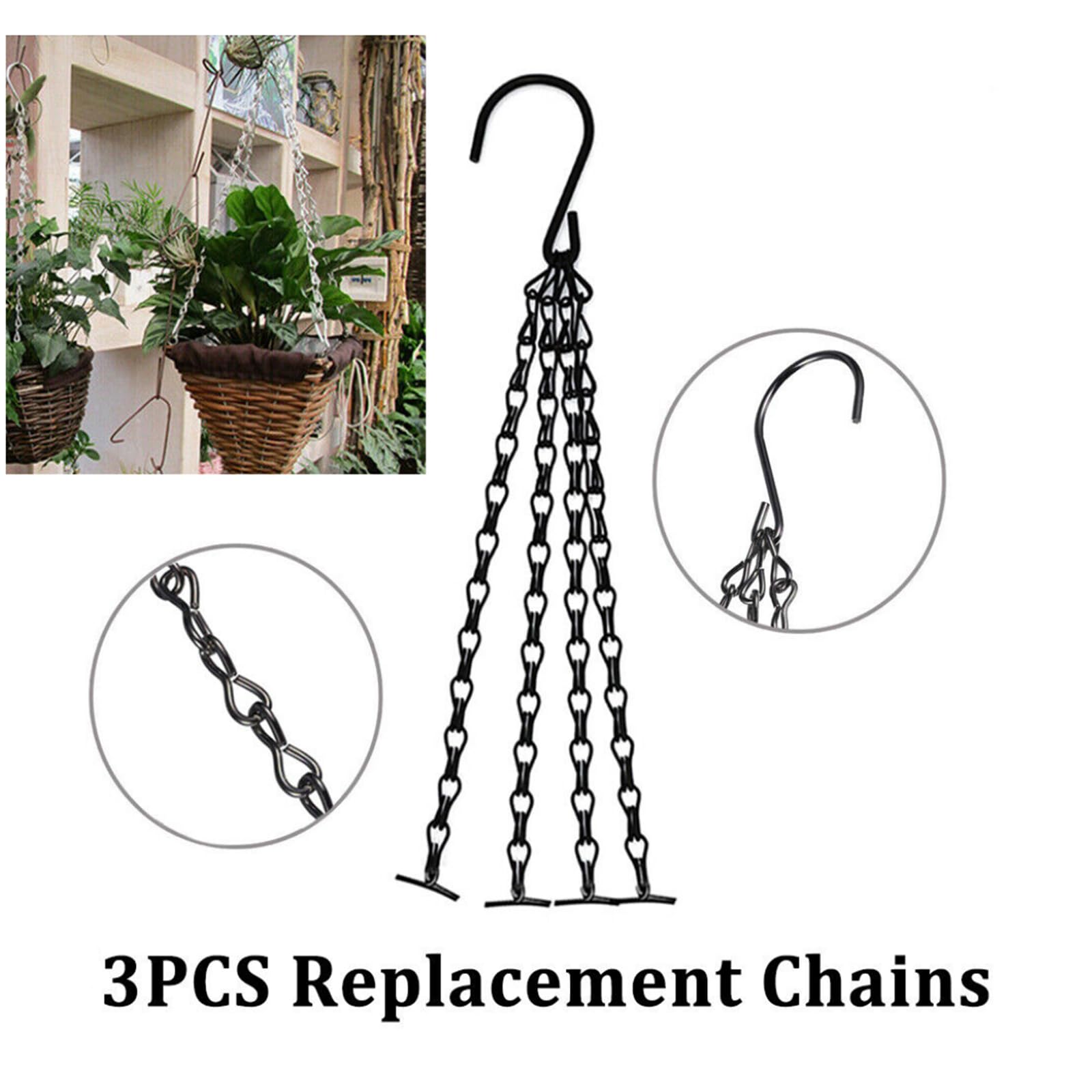 FS-ANZHE SHOP Pack of 3 Spare Replacement 4-Point Chains for 14Inch Easy Fill Baskets Indoor Outdoor Flower Pots, Plant Plant Pot for Hanging Plants Replacement 4-Point Chains - Image 4