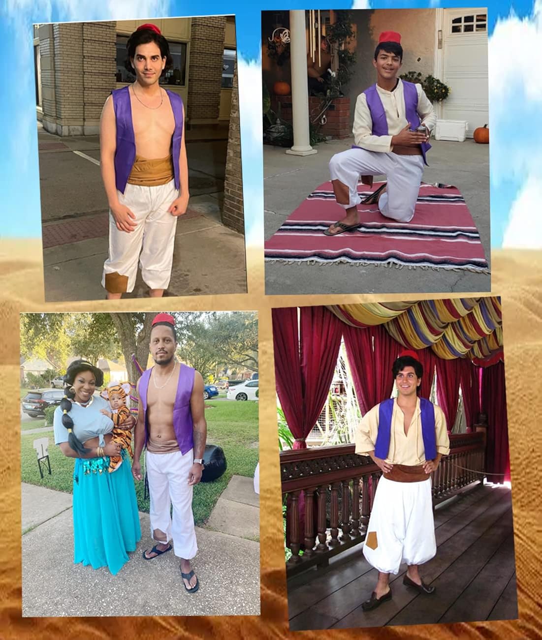 Miniatura 2 de Ainiel Disfraz de príncipe árabe para hombre, trajes de rata de Aladdin Street, color blanco, Blanco