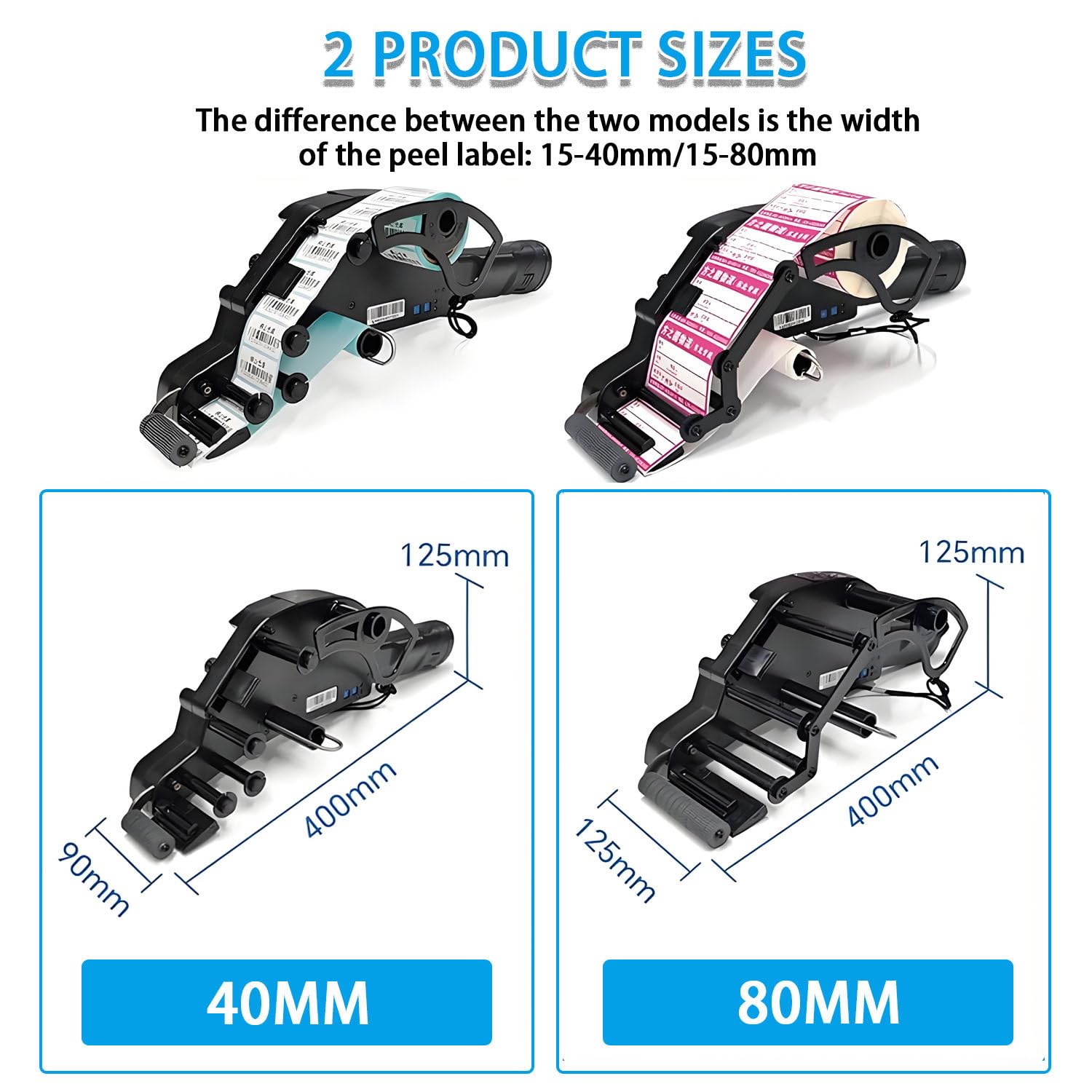 Distributore Automatico di Etichette con sensore, Larghezza Etichetta 15-40 mm, Lunghezza di erogazione 15-60 mm, calibrazione con Un Solo Tasto, per spedizioni e Magazzino 80mm