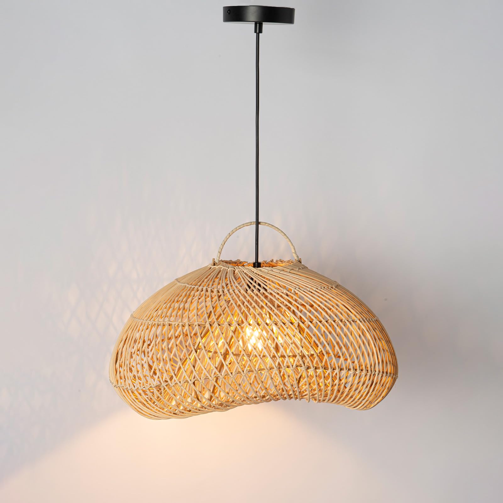 Alpinaluz Lampa Wisząca Sufitowa E27 Naturalny Rattan Jak Wiklina 50 cm