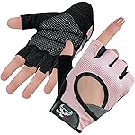 BEAST RAGE Workout Gloves for Men and Women, Fingerless Weight Lifting Gloves with Palm Protection Padding, Breathable and Lightweight Gym Gloves for Weightlifting, Cycling Pull Up (Pink, L), Large