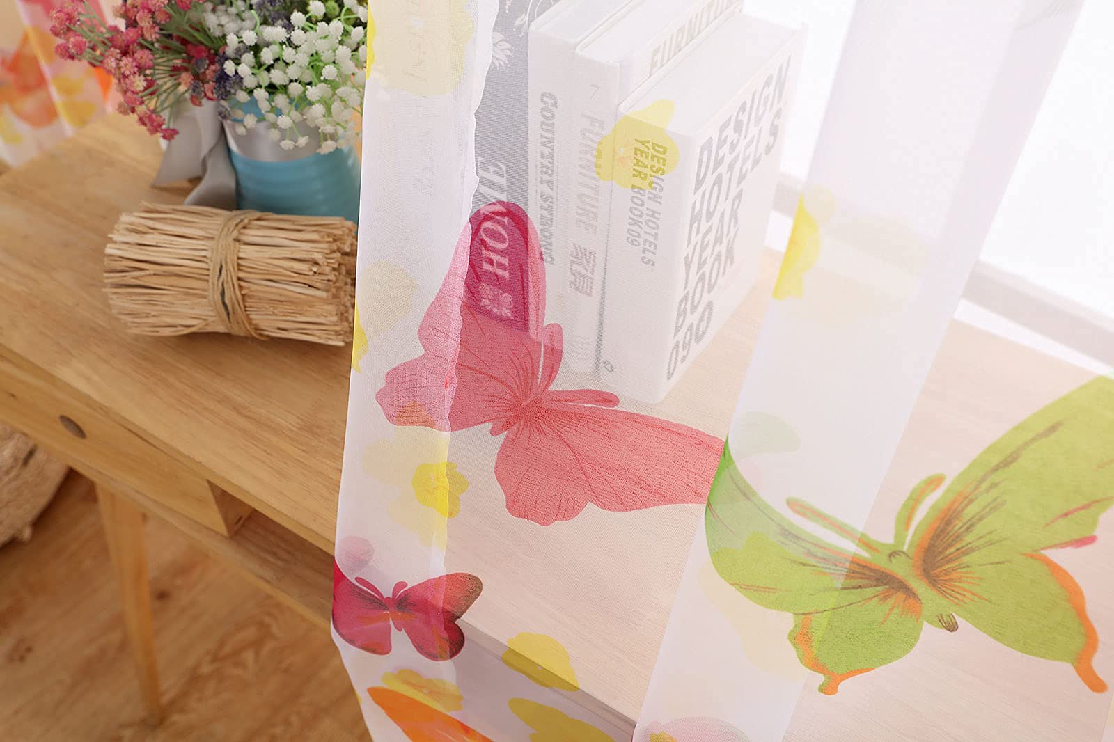 EMEMA Tende Voile Trasparenti Occhielli Sfumato per Soggiorno Camera da Letto Bagno Cucina Camera da Bambino Tenda Finestra Balcone Casa con 2 Pannelli 140 x 260 CM Marrone Chiaro