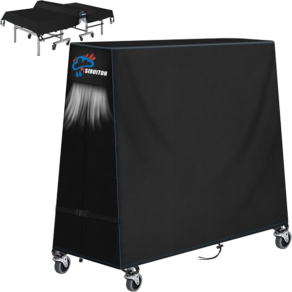 SIRUITON Housse de table de tennis de table Compatible avec les tables pliantes et fixes, résistance élevée, imperméable et respirable en 500D, protection pour table de ping-pong(173x77x158cm) - 1