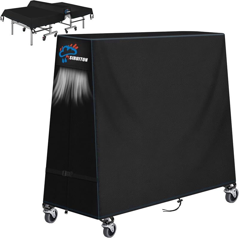 SIRUITON Housse de table de tennis de table Compatible avec les tables pliantes et fixes, résistance élevée, imperméable et respirable en 500D, protection pour table de ping-pong(173x77x158cm)