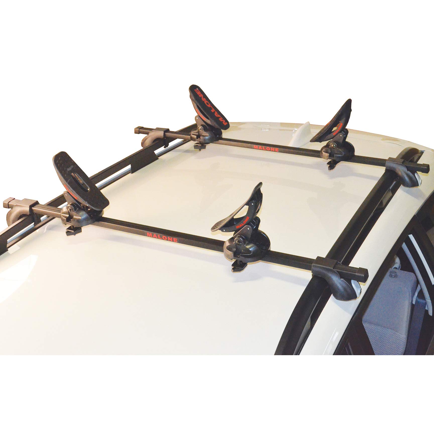 Malone Saddle Up Pro Universal Car Rack Kayak Carrier (Set of 4) with Bow and Stern Lines
