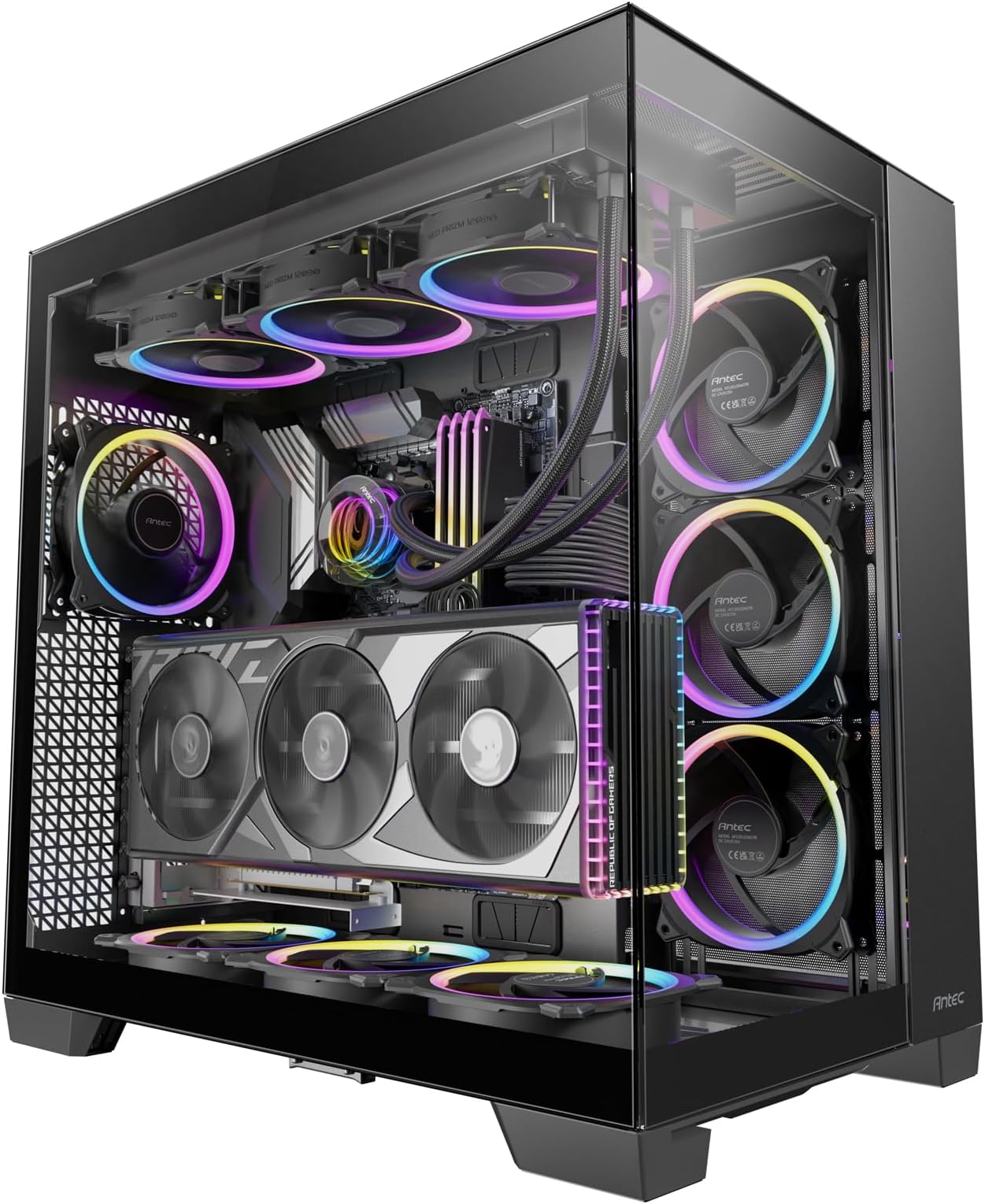C8, RTX 40 GPU Support, Independent PSU Cooling, Type-C 10Gbps Port, Seamless Tempered Glass Side Panels, 360mm Radiator Support, Full-Tower E-ATX PC Case