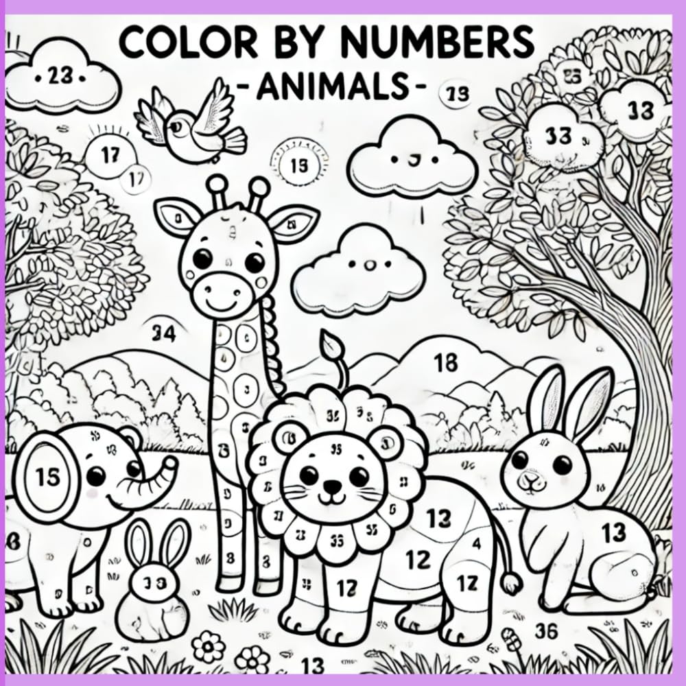 Color by Numbers Animals Book: A Fun and Easy Coloring Book for Kids Ages 3–6