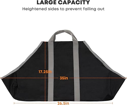Miniatura 2 de Stanbroil Bolsa de lona para leña, duradera bolsa de troncos Firepalce con asas para estufa de leña, camping al aire libre