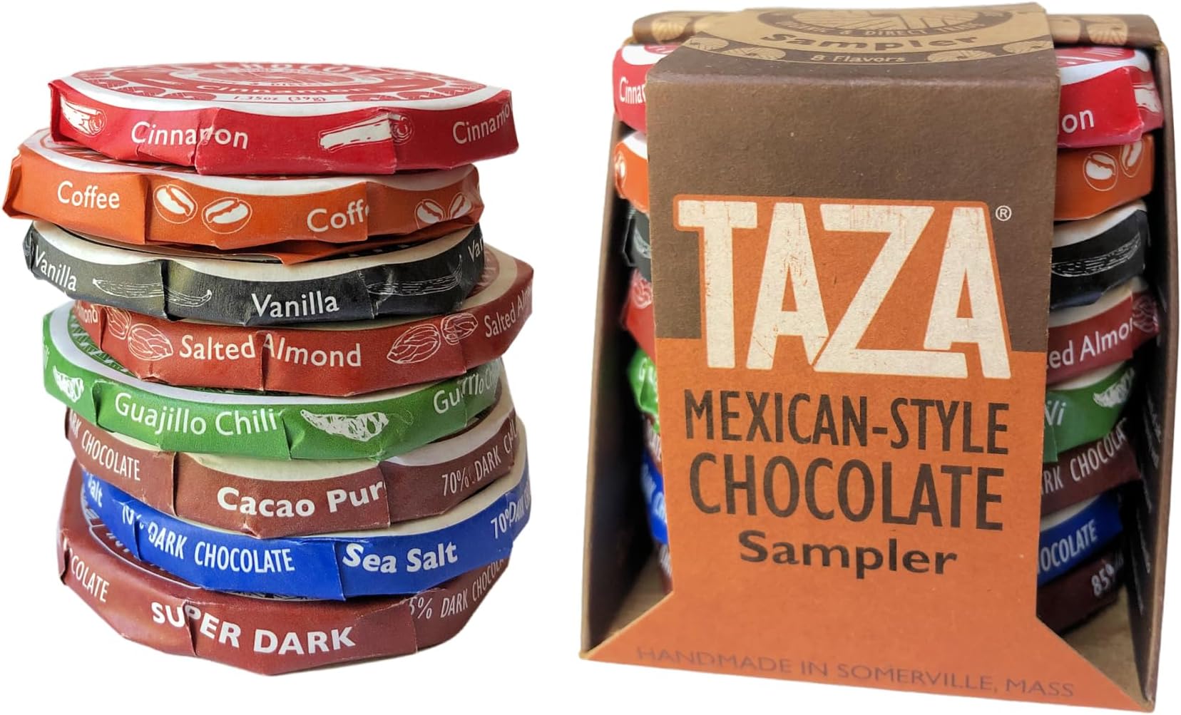 Taza Chocolate Discs Samplers - Organic Maxican Style Sampler 1.35 Oz - Pack of 8