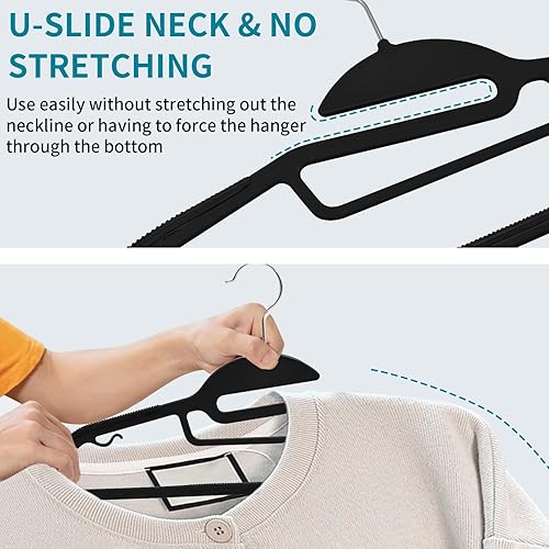 Miniatura 3 de UAPY0430B - Paquete de 30 perchas de plástico resistentes para pantalones, perchas para trajes que ahorran espacio con apertura en forma de S,