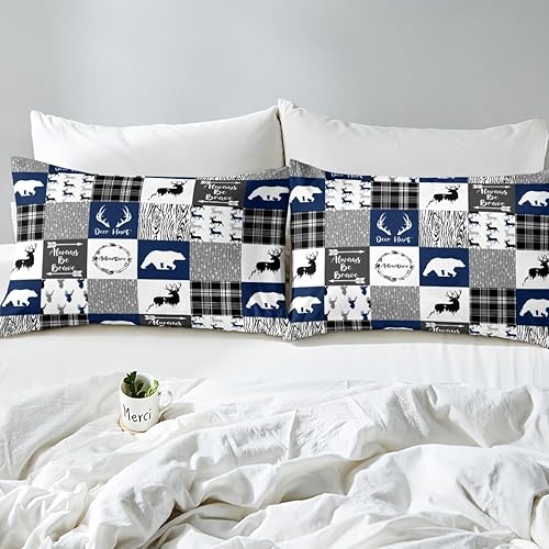 Miniatura 62 de Juego de ropa de cama de caza de ciervos, decoración de granja, pato, reno, oso, animales del bosque, vida silvestre, funda de edredón Queen