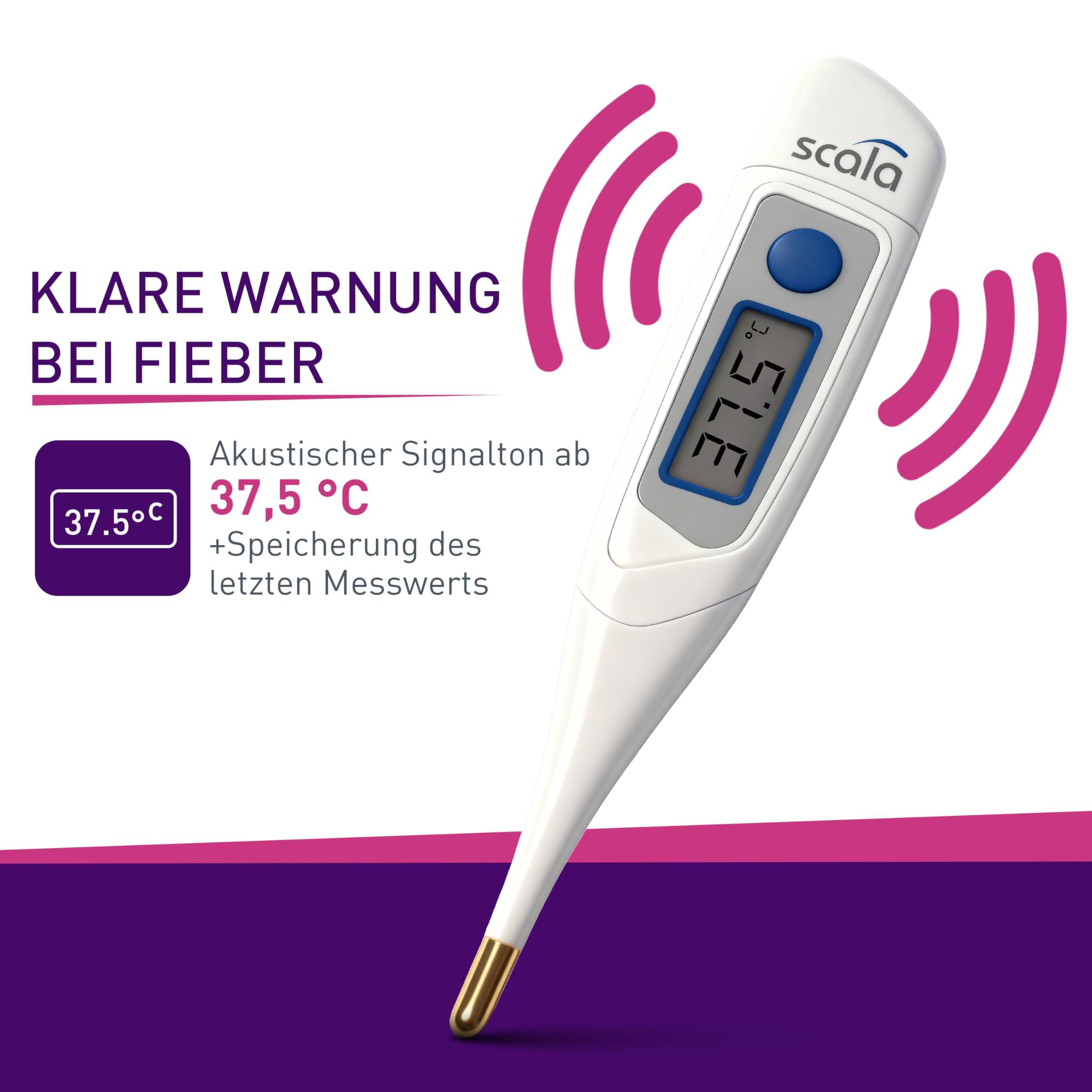 scala cyfrowy termometr kliniczny SC 42 flex Speed ​​10 s. Złota końcówka, biała