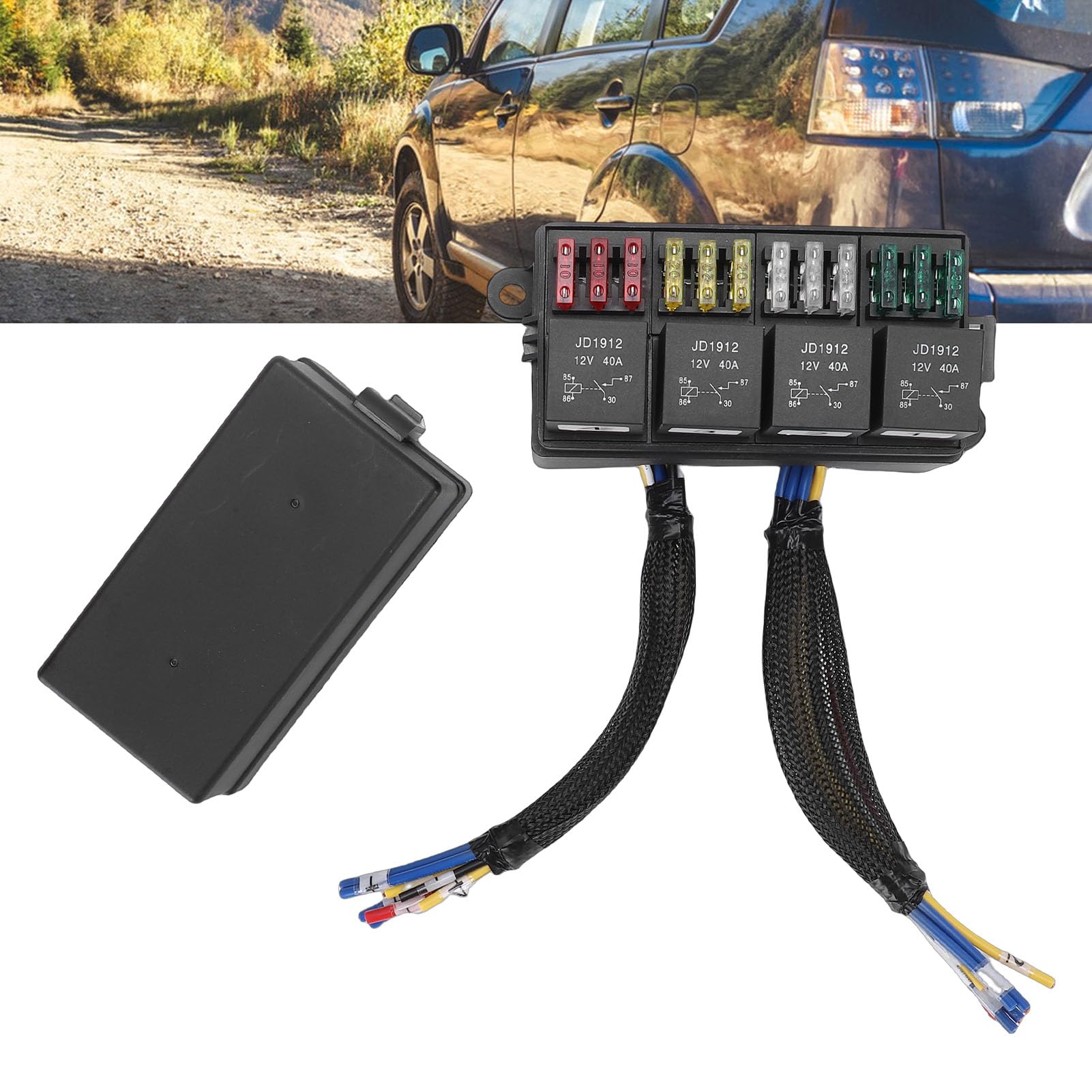 Generic Caja de relé de Fusión Precableada de 12 Vías para Automóvil, Barco Marino, relé de 4 Vías de Fusión de Gran Capacidad para una Fácil Instalación, Aplicable para Automóviles, Camiones,