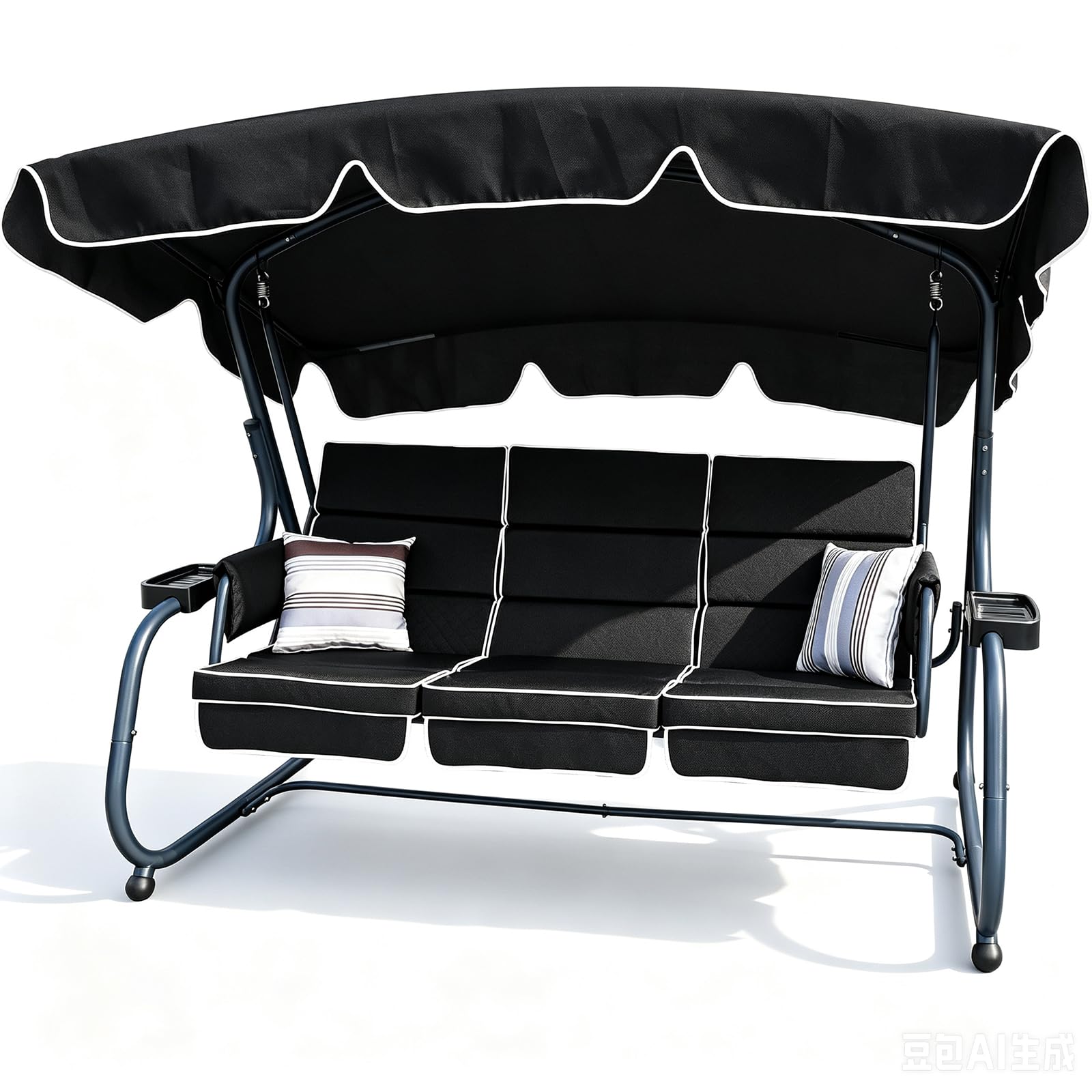 RANSENER Luxus 3-Sitzer Hollywoodschaukel mit Liegefunktion und Verstellbarem Sonnendach - Premium Gartenschaukel für Garten und Terrasse