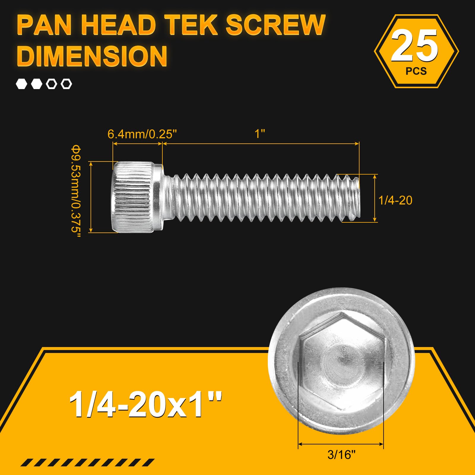 DTGN #6-32x1/4" Socket Head Cap Screws (100 Pack) – 304 Stainless Steel Hex Bolts For Bikes, Autos, & DIY Projects - View #4