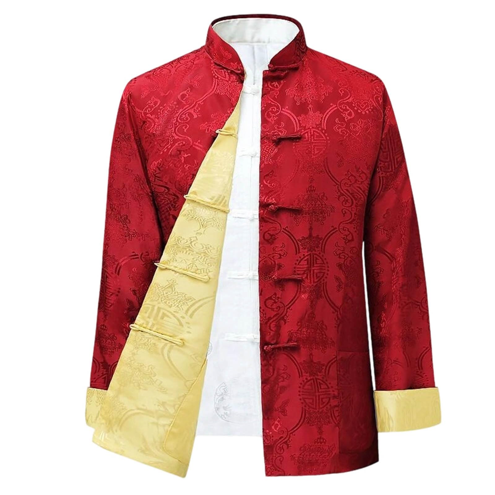 Chaqueta reversible de mujer con estampado tradicional versátil 3