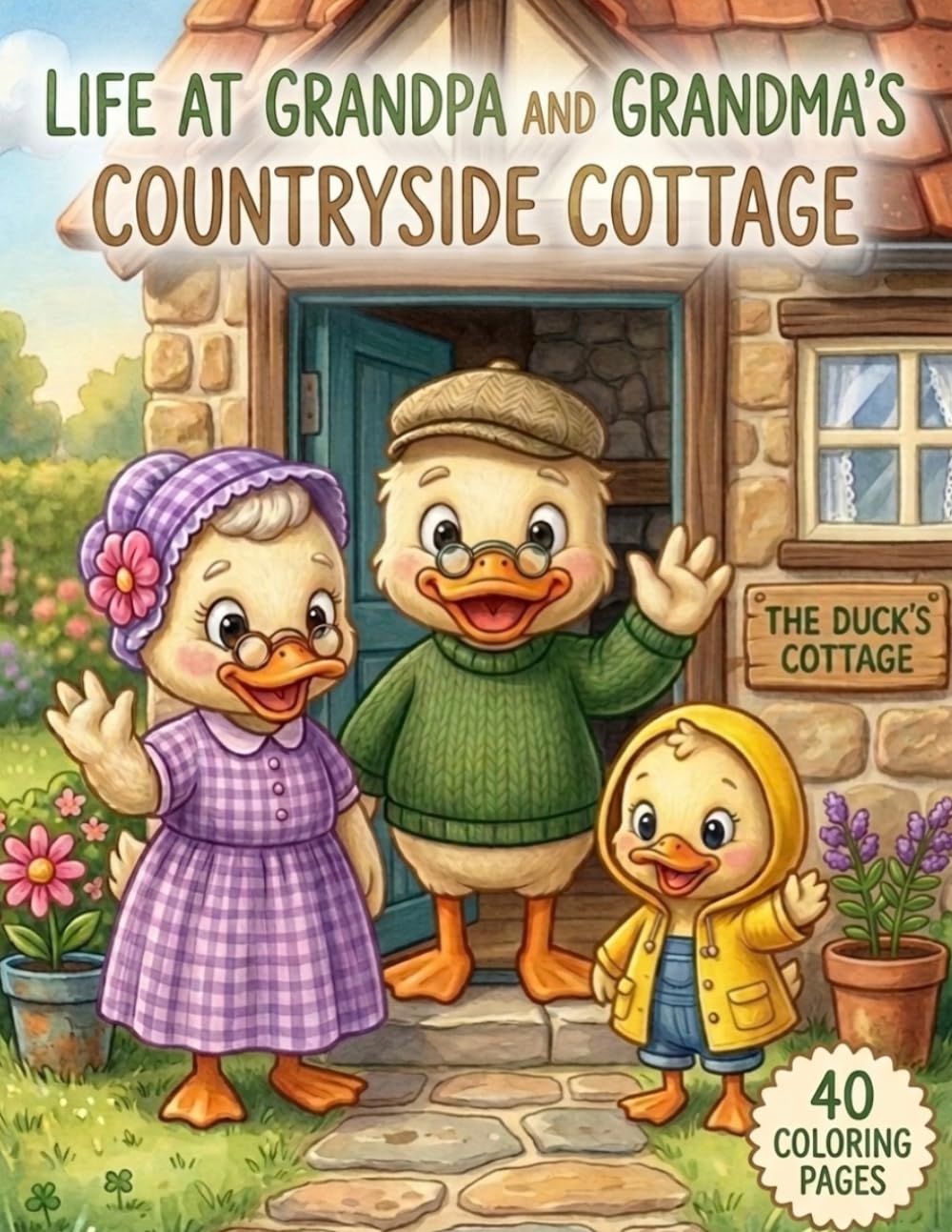 Life at Grandpa and Grandma's Countryside Cottage: A Cozy Duck Family Coloring Book for Kids - 40 Fun Illustrations for Relaxation and Creativity