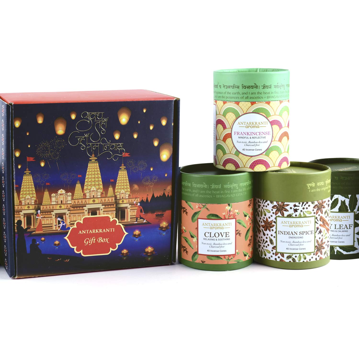 Antarkranti AWADH Aroma Gift Set | Charcoal Free Premium Dry Dhoop Incense Cones | FRANKINCENSE | CLOVE | BAY LEAF & INDIAN SPICE | Pack of 4 includes 160 Handmade Incense cones with Ceramic cone holder (B08LBMXKWT) Amazon Price History, Amazon Price Tracker