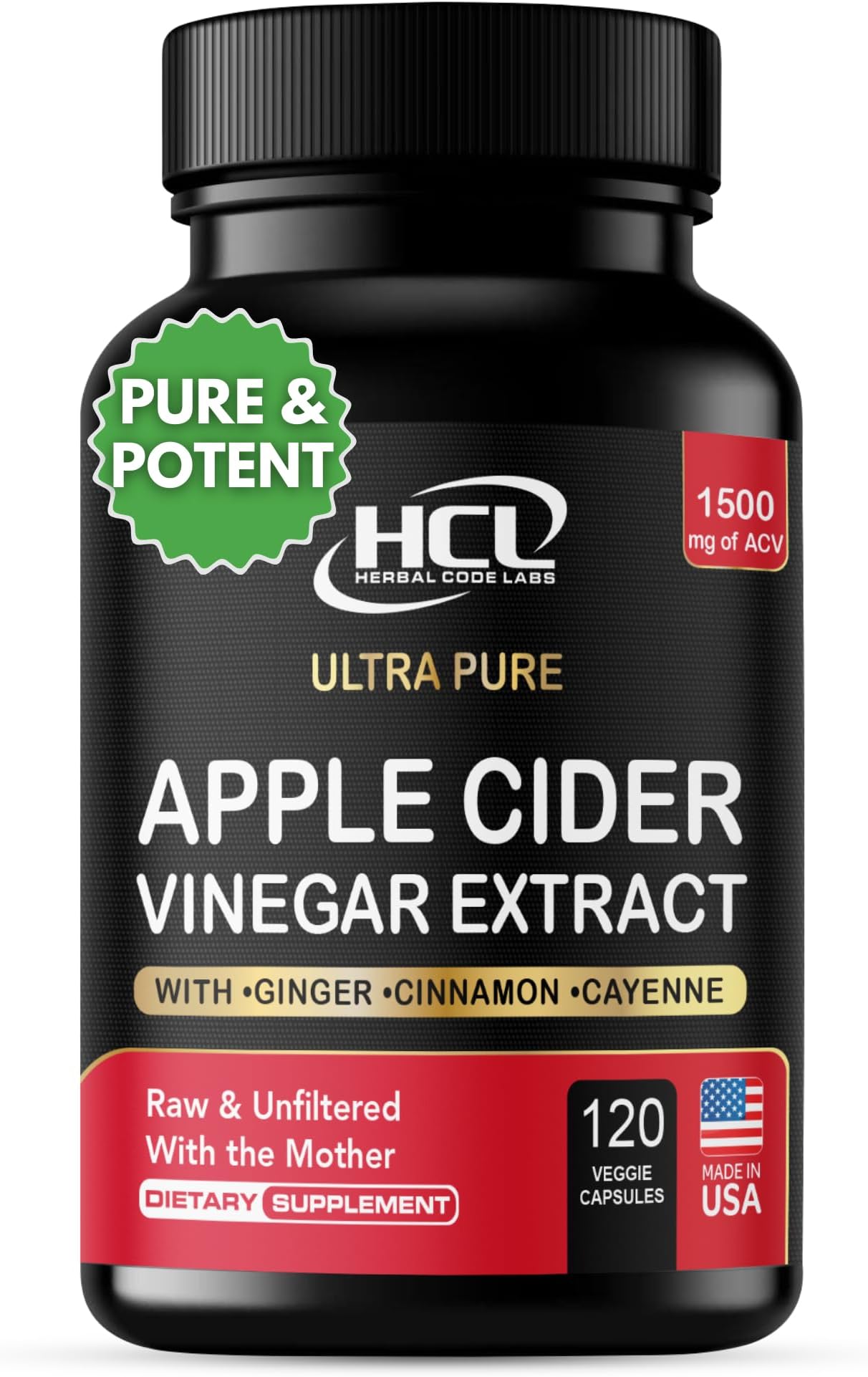 - Apple Cider Vinegar Capsules 1500 mg Extract with the Mother - Extra Strength Raw Apple Cider Pills w Ginger Cayenne Cinnamon - Natural Detox Potent Digestion Cleansing System ACV Supplement