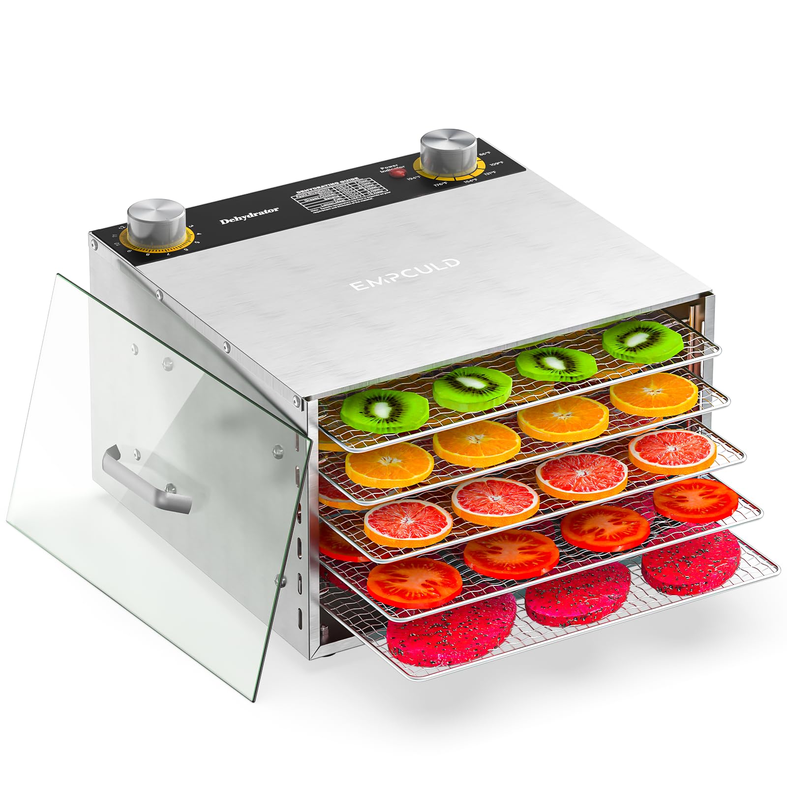 MeYuxg Droogautomaat, dehydrator met 5 etages, afneembaar, 48
