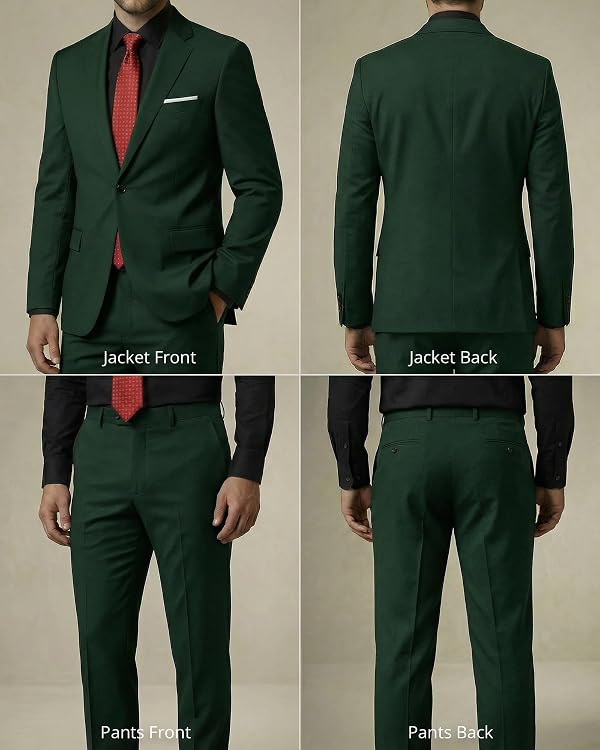 YND Men's 2 Piece Suit with Tie, Slim Fit Solid Color Jacket and Pants Set by YND - Used condition - Image 3