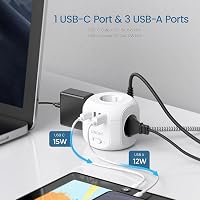 LENCENT 8az1-ben kocka elosztó 3 USB + Type-C porttal 2m vezetékkel - 2 m 3