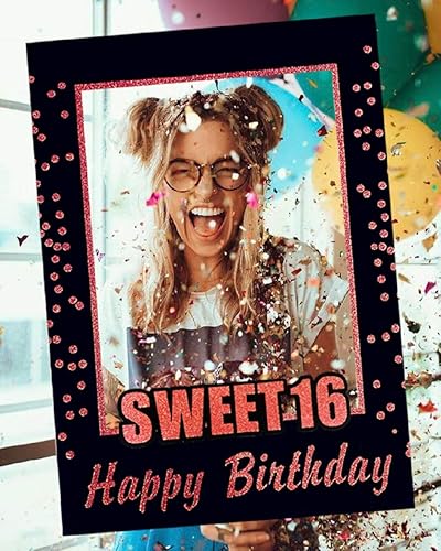 Miniatura 3 de LaVenty Marco de fotos para fiesta de cumpleaños número 16, color oro rosa, marco de fotos de cumpleaños