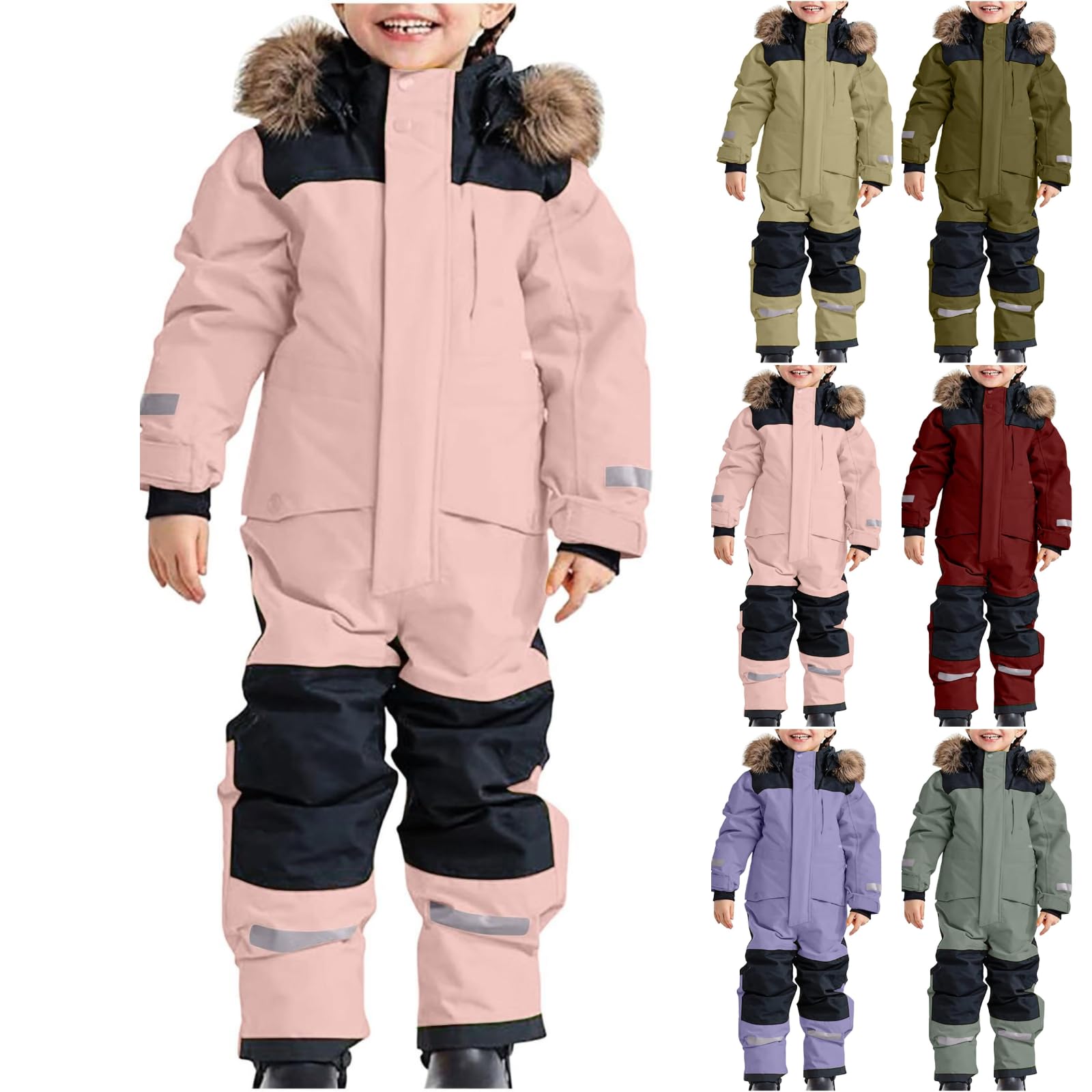 Tuta da neve per bambini, classica, monopezzo, tuta da sci per bambini, unisex, antivento, impermeabile, con protezione dei bordi, tuta termica per alpinismo