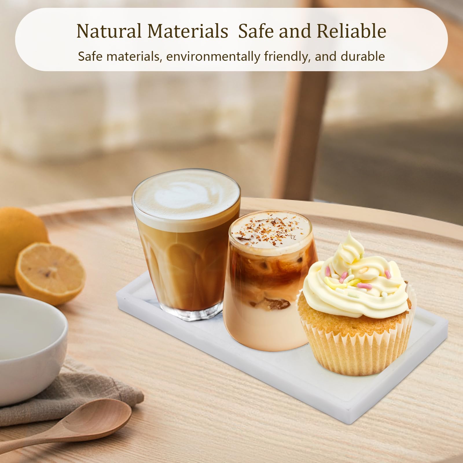 Bathroom Vanity Tray for Counter: Resin Soap Dispenser Tray Dresser Decorative for Bathroom (M, Marble Pattern)