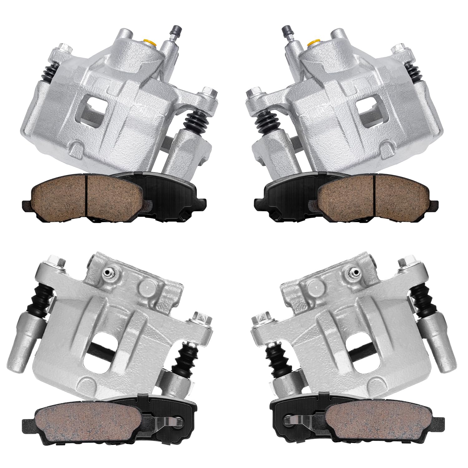Detroit Axle - Front &amp; Rear Brake Calipers w/Bracket + Brake Pads