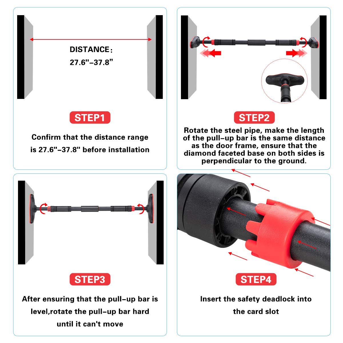 Barra dominadas la rejilla 2 vías,entrenador parte superior cuerpo ajustable,barra tracción puerta para entrenador músculos cuerpo sin tornillos agarre absorbe sudor