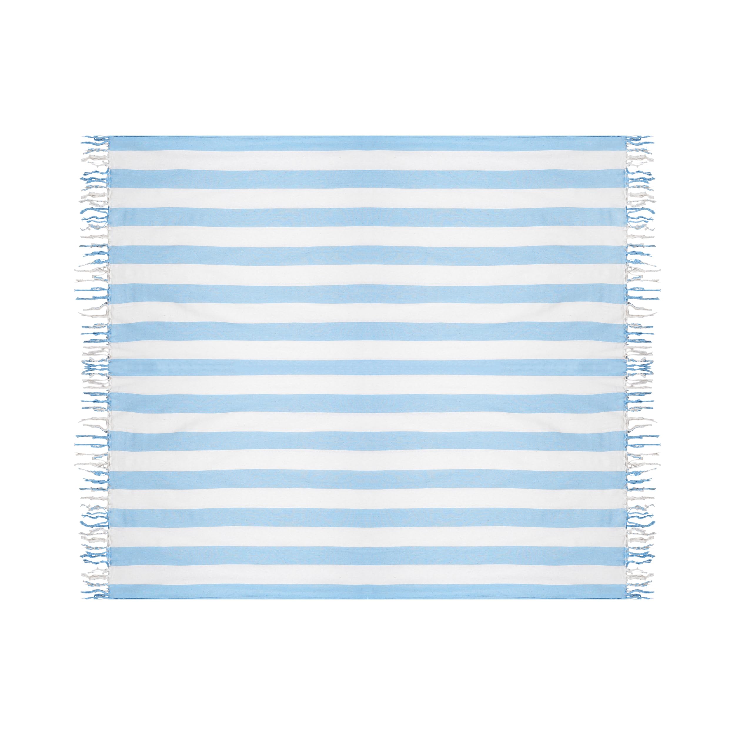 Fouta Playa Extra Grande con Flecos 210x240 cm - Beach Towel, Toalla Hammam, Secado Rápido, Pareo Gigante, Manta de Picnic, 60% Fibra, 40% Algodón, Ideal para Piscina, Camping, Viaje - Azul Cielo