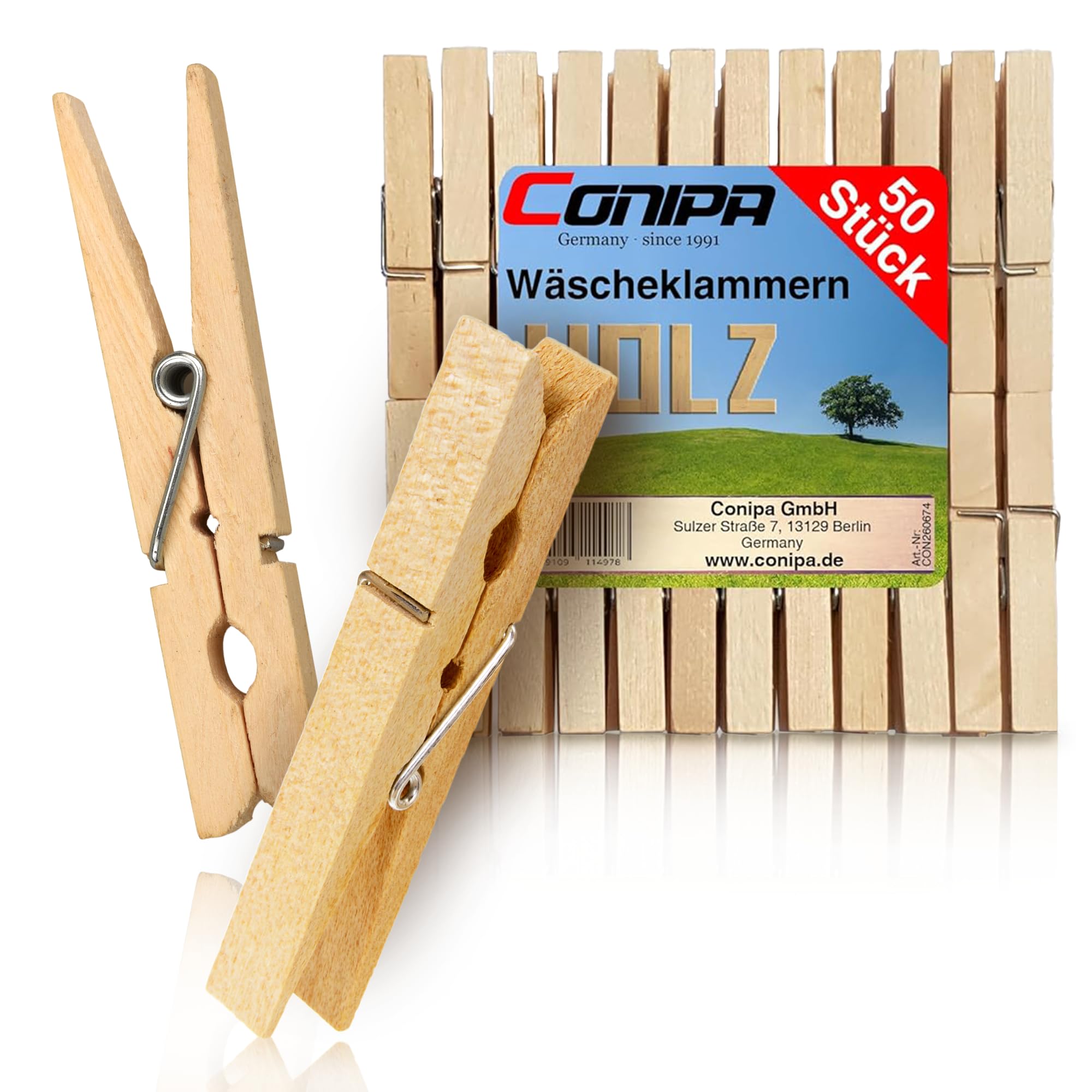 100 Holz-Wäscheklammern, 4,5 Cm Breit – Natürlich, Stabil, Perfekt Für Wäsche Oder Basteln
