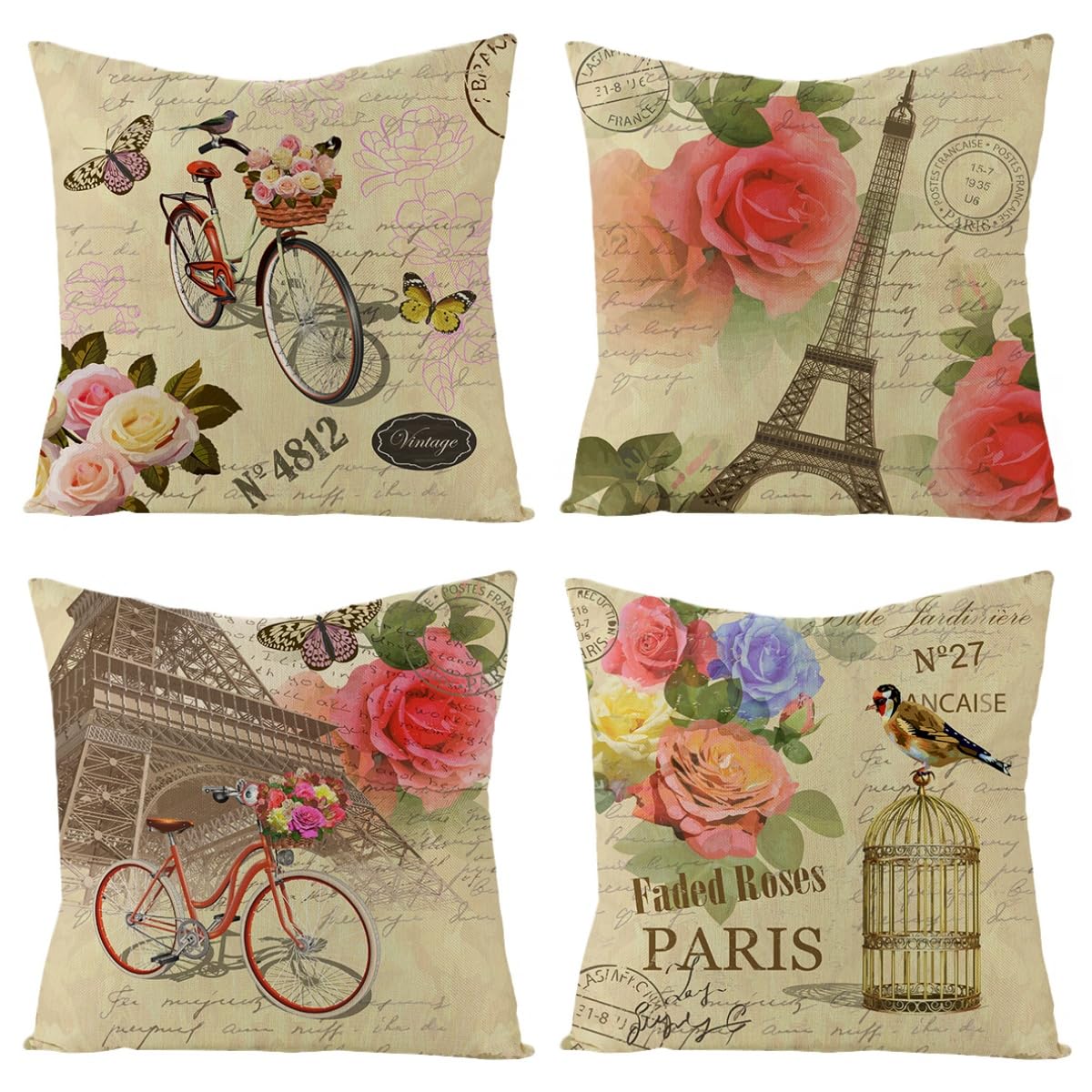 Taie d'oreiller en lin 50x50 hypoallergénique et zip invisible