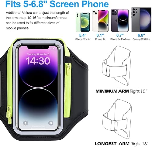 Miniatura 3 de Banda de brazo de 6.8 pulgadas para teléfono para correr con bolsa para auriculares, funda para iPhone 14, 13, 12, 11 Pro Max, Galaxy S23 S22, ultra