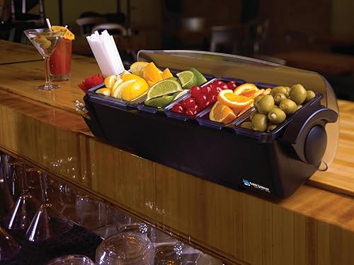 Miniatura 5 de San Jamar Centro de decoración de cúpula con bandeja para cocina, bar y restaurantes, plástico, 8 pintas, color negro