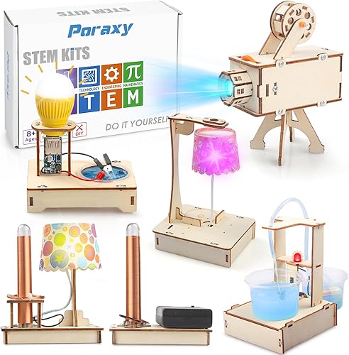 Poraxy STEM - Kits de ciencia para niños de 8 a 10 a 12 años, 5 juegos de rompecabezas de madera 3D, juguetes para edades de 8 a 13 años, kits de